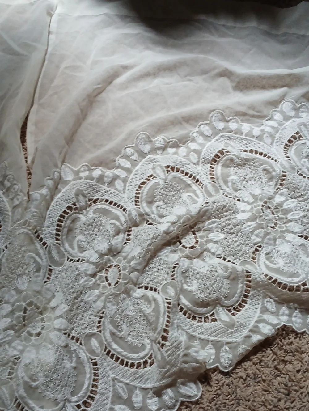 White Lace Decorative Curtain Panel - Elegant Sheer Drapery
